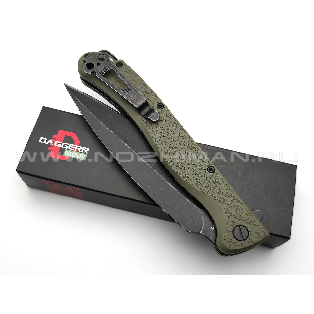 Daggerr нож Vendetta Olive BW DL сталь 8Cr14MoV блэквош, рукоять FRN olive