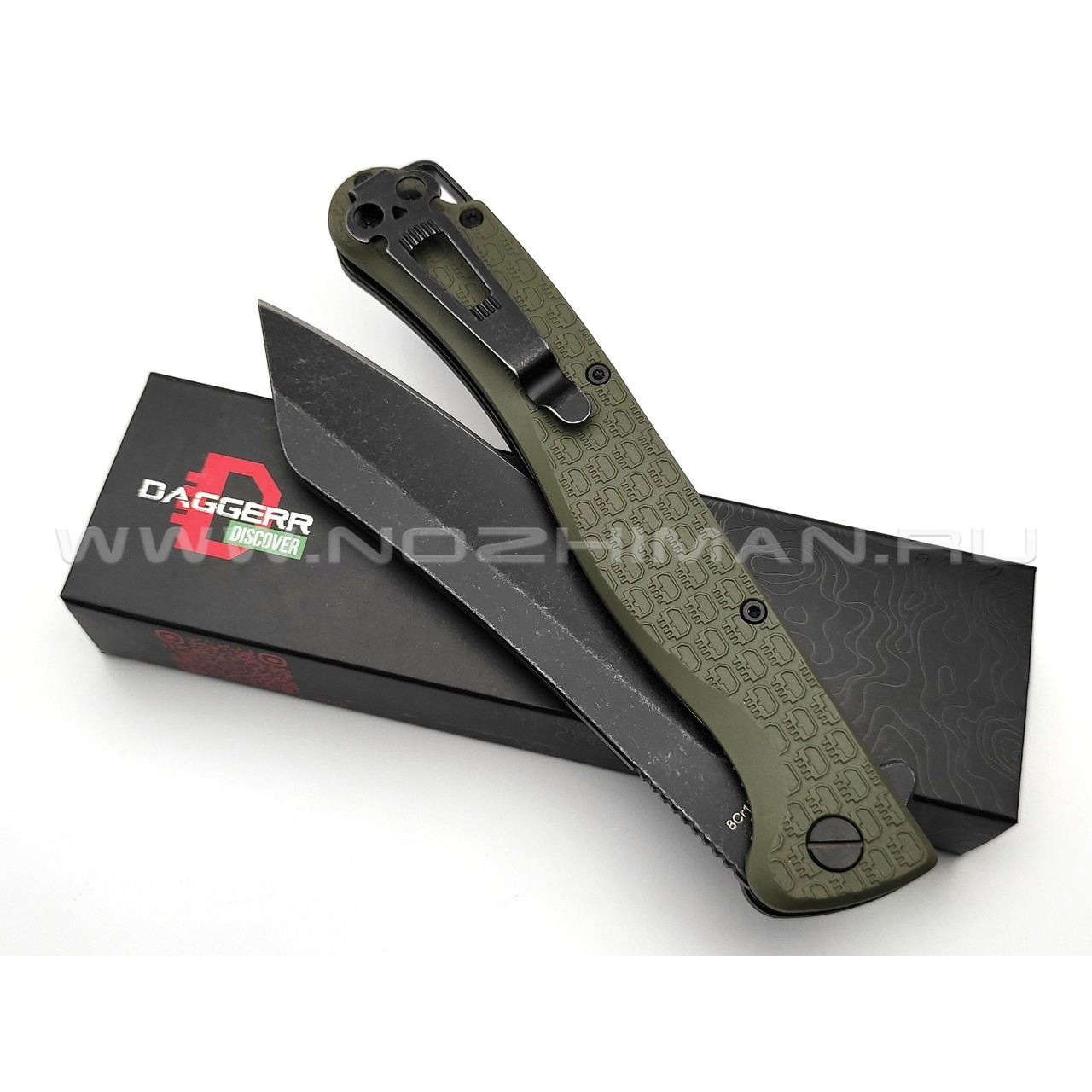 Daggerr нож Tesak Olive BW DL сталь 8Cr14MoV блэквош, рукоять FRN olive