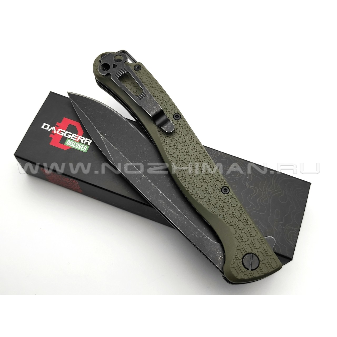 Daggerr нож Finka Olive BW DL сталь 8Cr14MoV блэквош, рукоять FRN olive