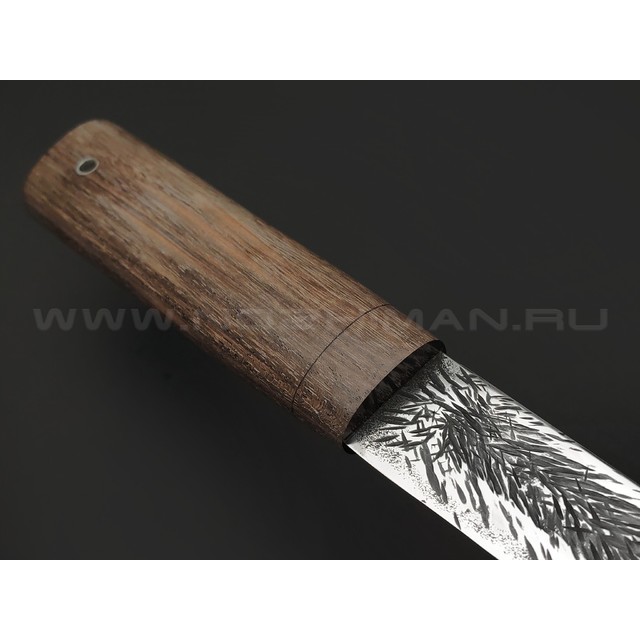 Платонов Д.Г. кованый нож Якут сталь Х12Ф1, рукоять Мореный дуб