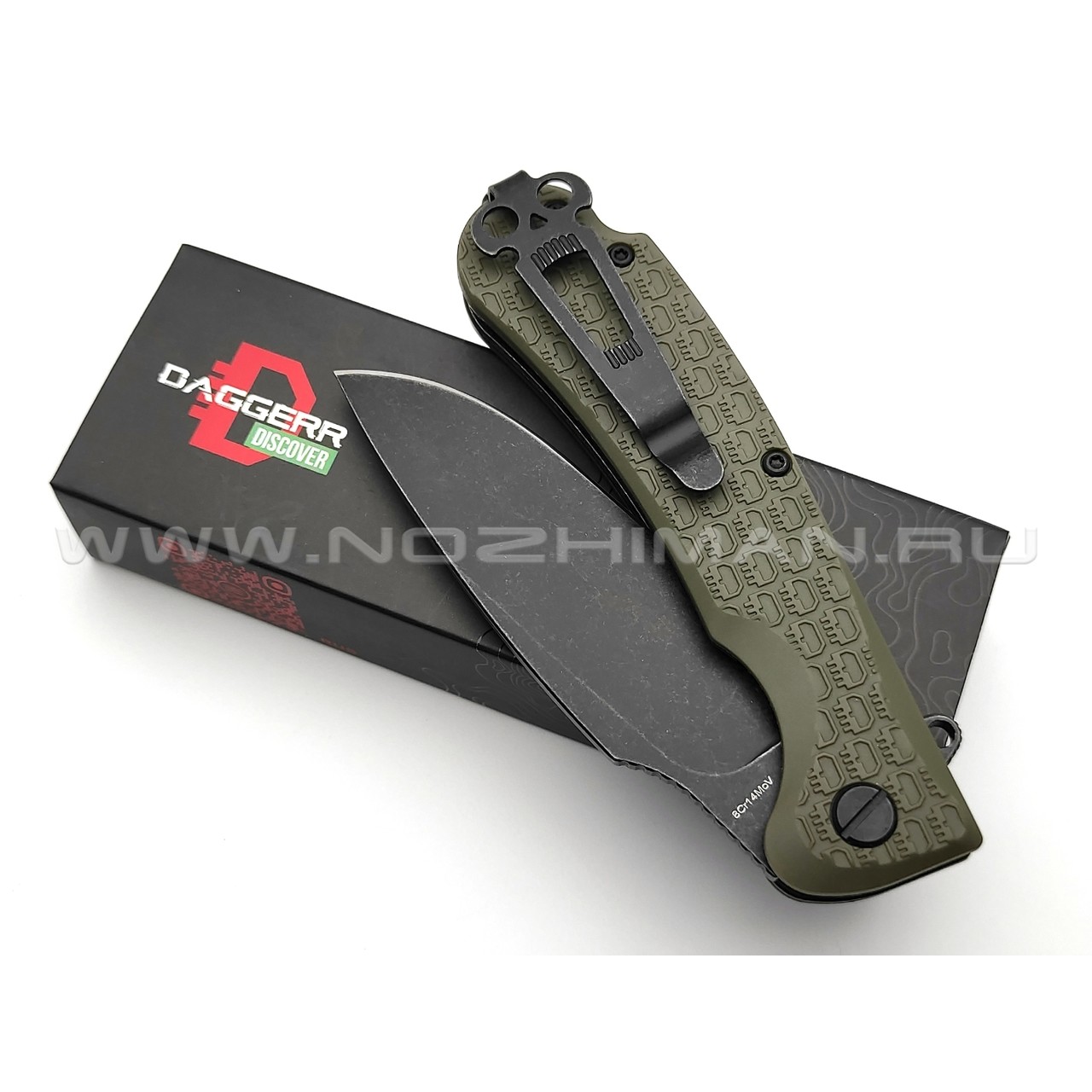 Daggerr нож Fielder Olive BW DL сталь 8Cr14MoV блэквош, рукоять FRN olive