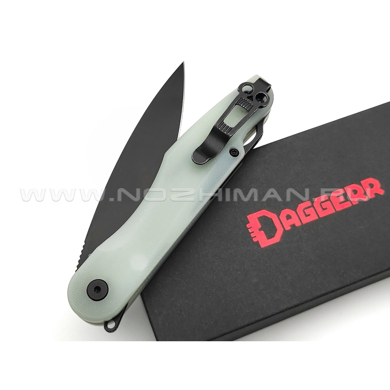 Daggerr нож Sparrow Jade сталь D2 блэквош, рукоять G10 jade