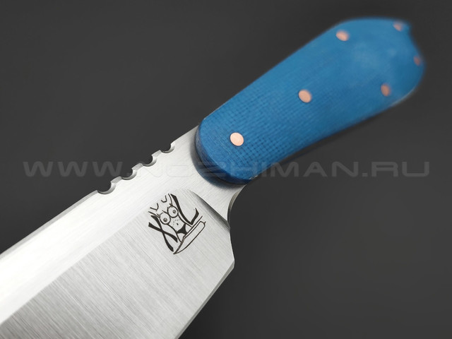 1-й Цех нож Сиськи XL сталь 440C сатин, рукоять Micarta blue