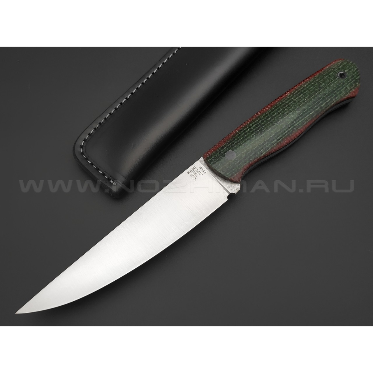 BRK нож Лоцман BX0247 спуски конвекс сталь N690 satin, рукоять Micarta jute green & bordo