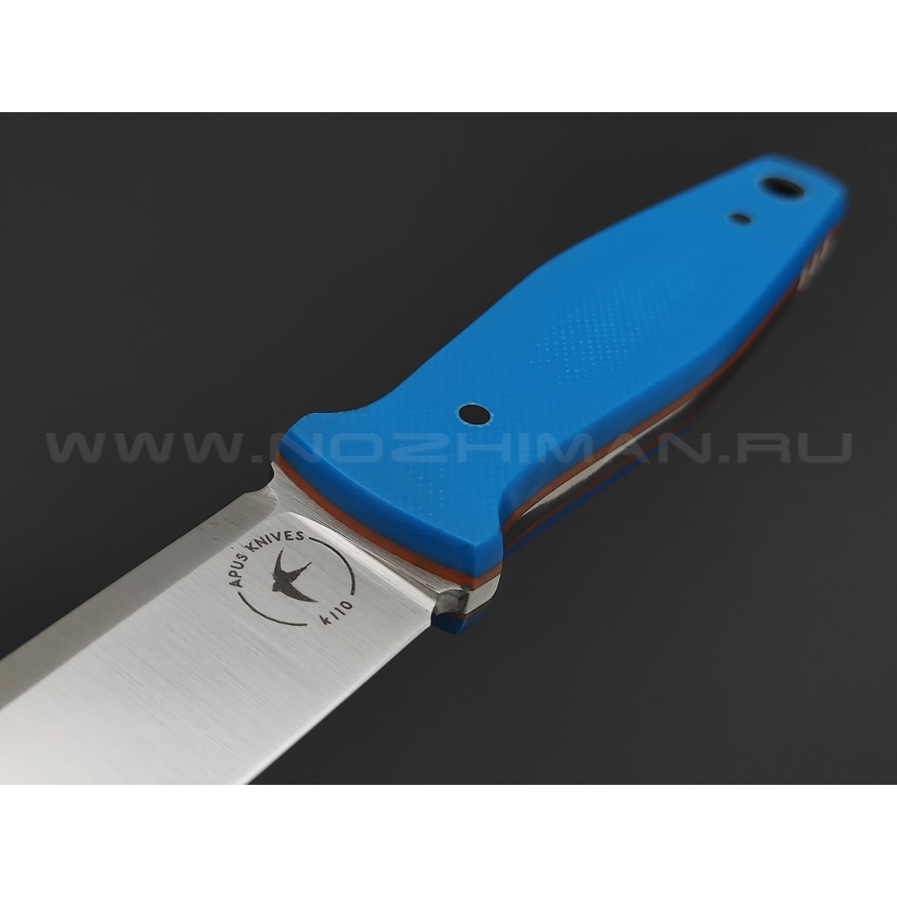 Апус нож Джиггер мини сталь K110, рукоять G10 синий