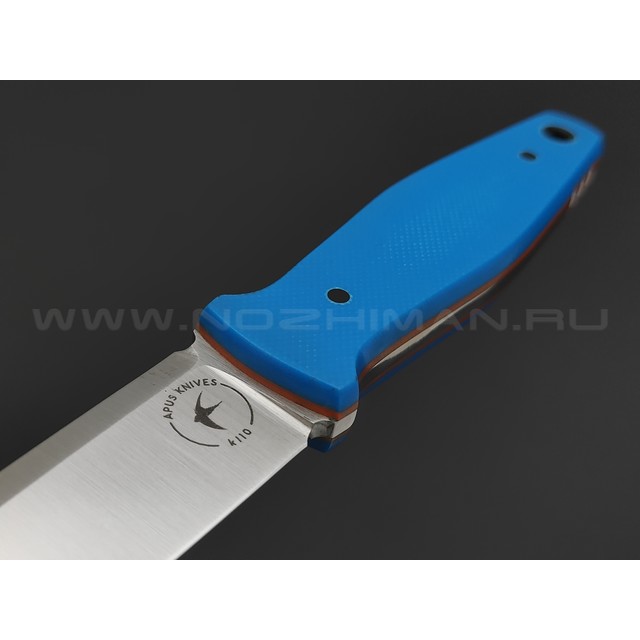 Апус нож Джиггер мини сталь K110, рукоять G10 синий