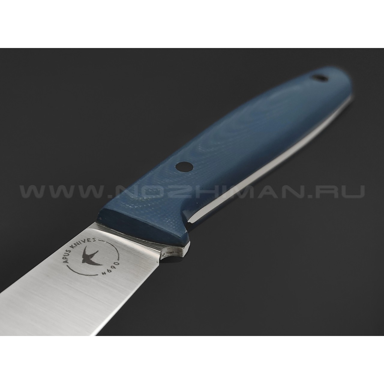 Апус нож Зубочистка сталь N690, рукоять G10 серый
