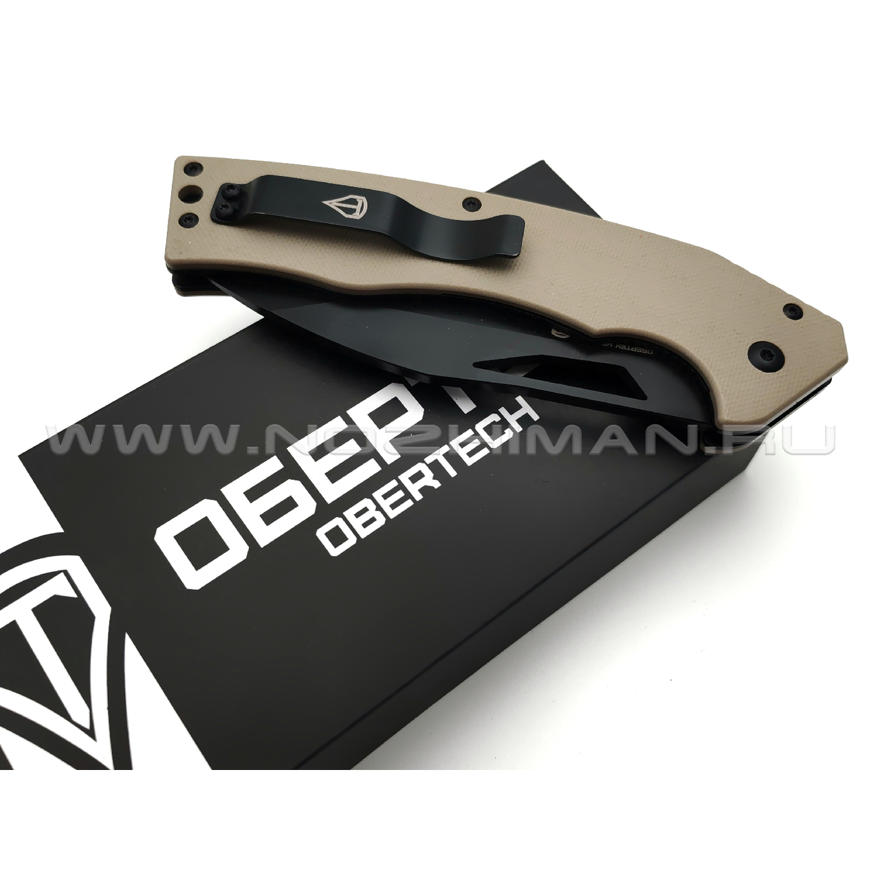Нож Obertech НС-01 сталь D2 black Titanium nitride, рукоять G10 tan