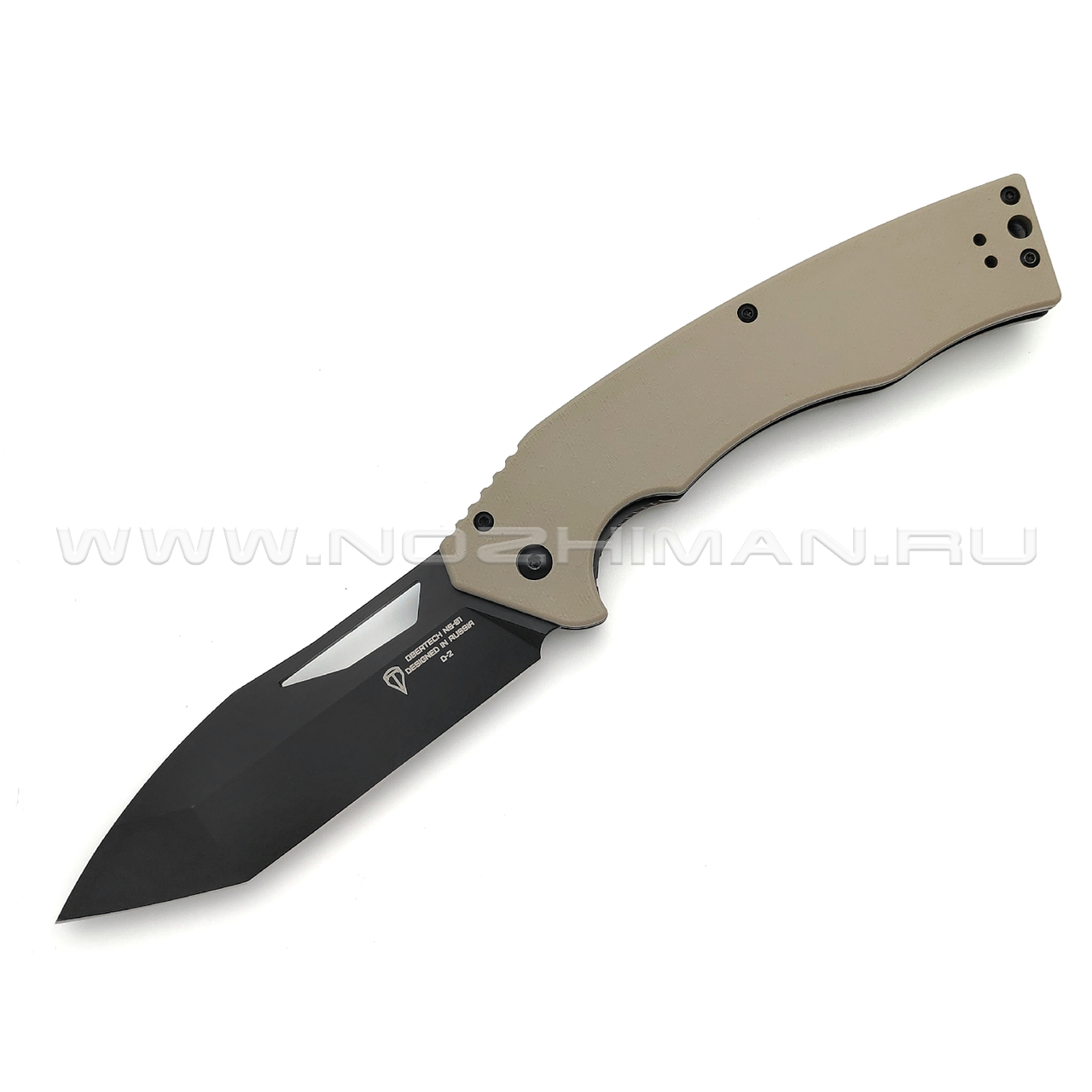 Нож Obertech НС-01 сталь D2 black Titanium nitride, рукоять G10 tan
