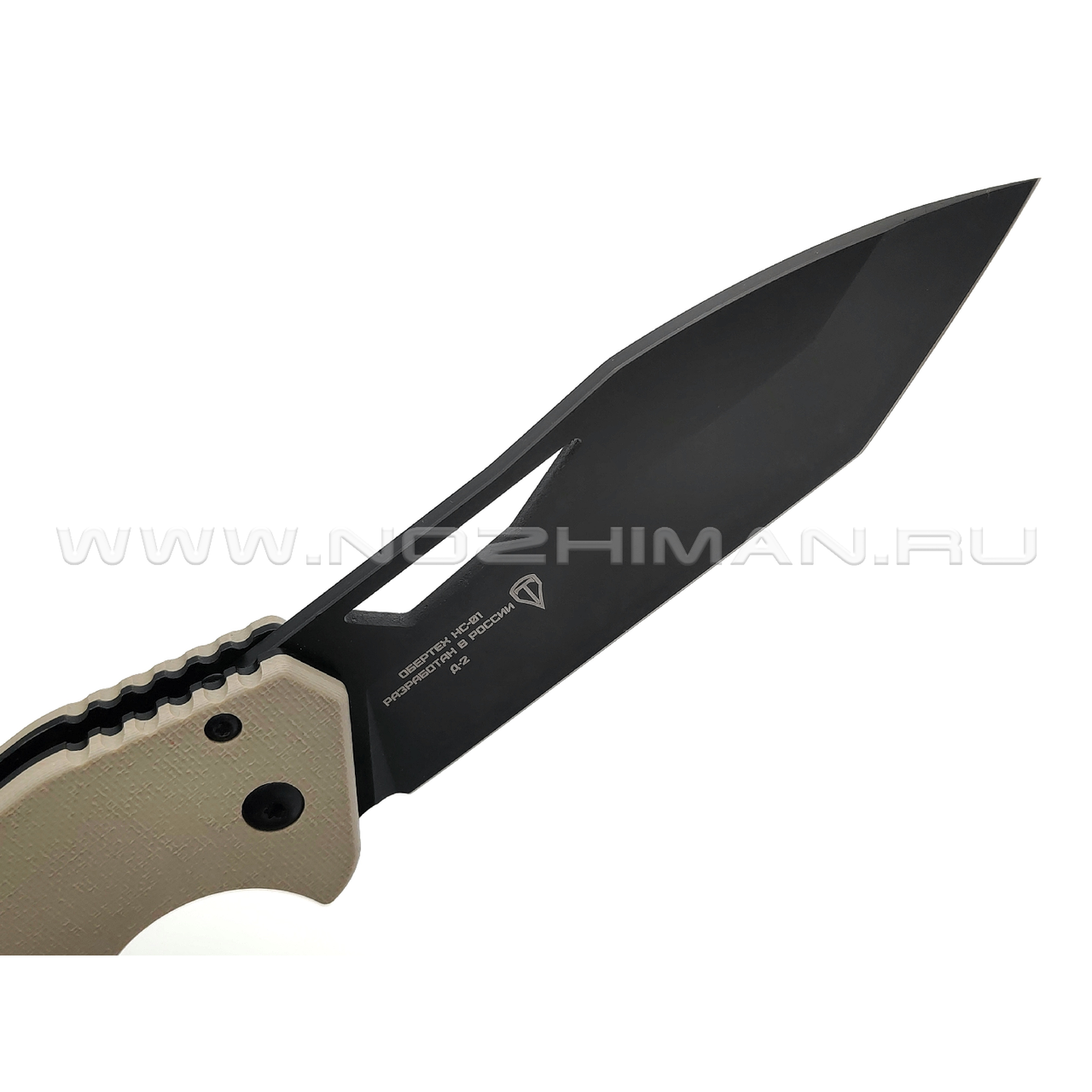 Нож Obertech НС-01 сталь D2 black Titanium nitride, рукоять G10 tan