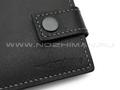 Кошелек с клапаном, 1 карман, 6 карт NK0169 натуральная кожа, черный, серая строчка
