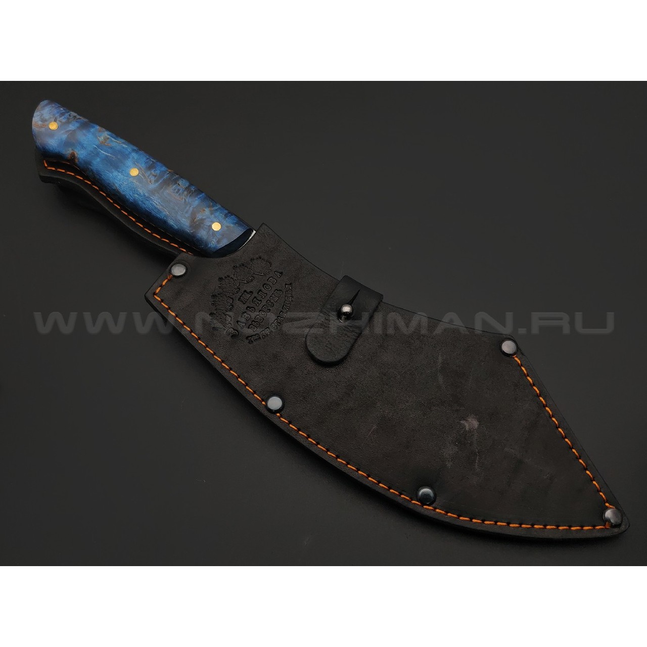 Товарищество Завьялова нож Биг Фуд сталь K340, рукоять Стаб. дерево синее