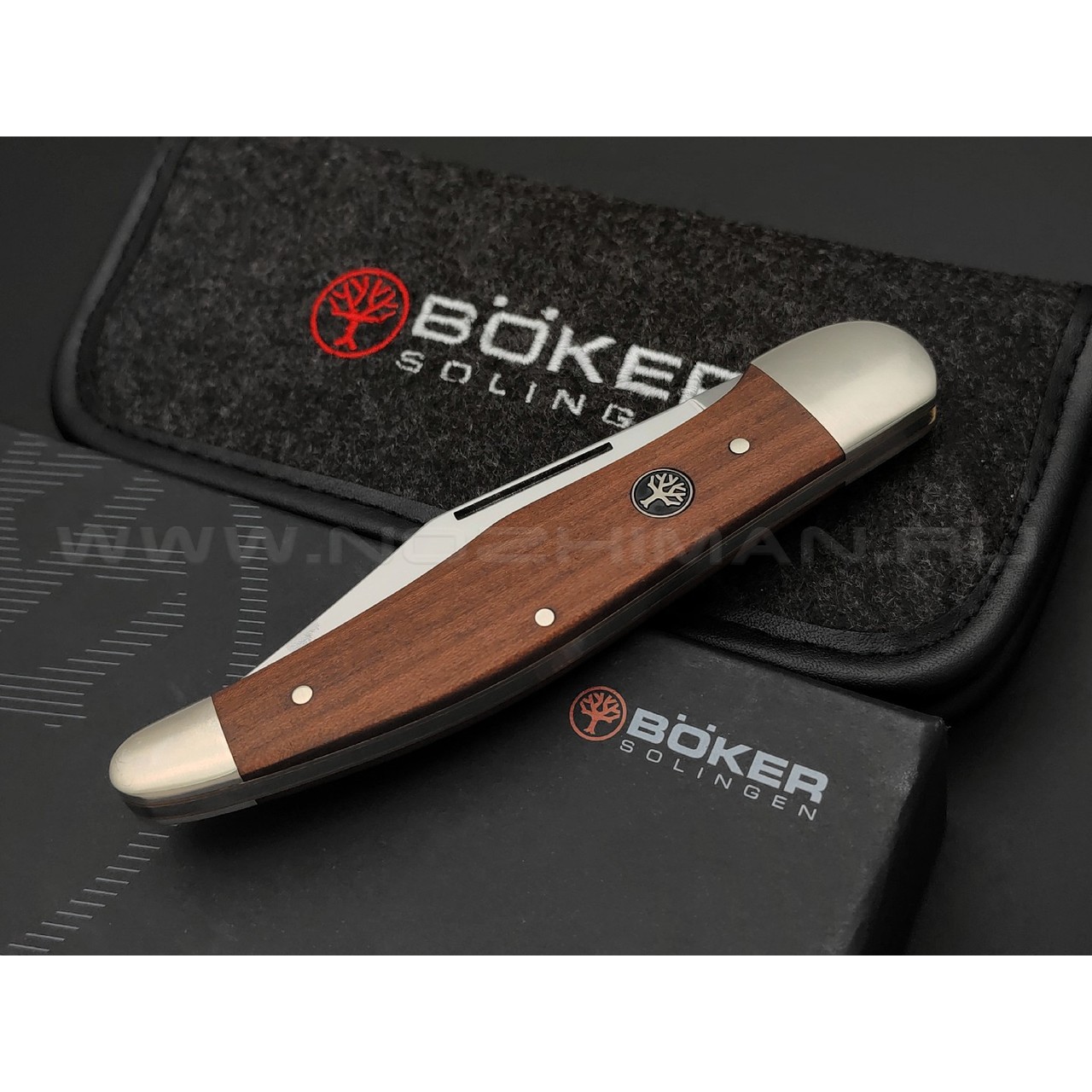 Нож Boker Solingen Hunters Knife Plum 110141 сталь C75, рукоять Никель, дерево слива