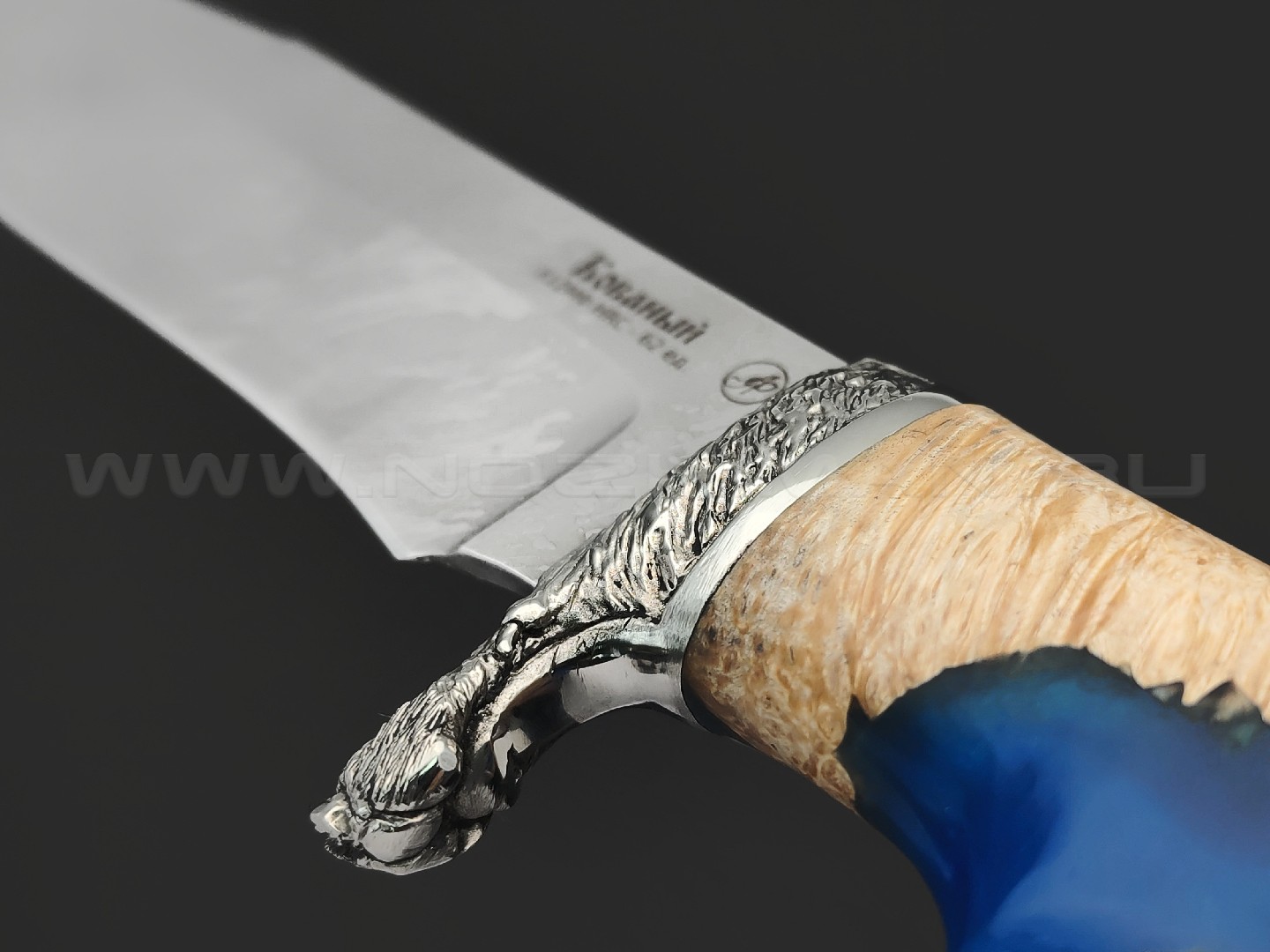 Фурсач А. А. нож Газель-2 сталь Х12МФ травление, рукоять Гибрид дерева и акрила, мельхиор