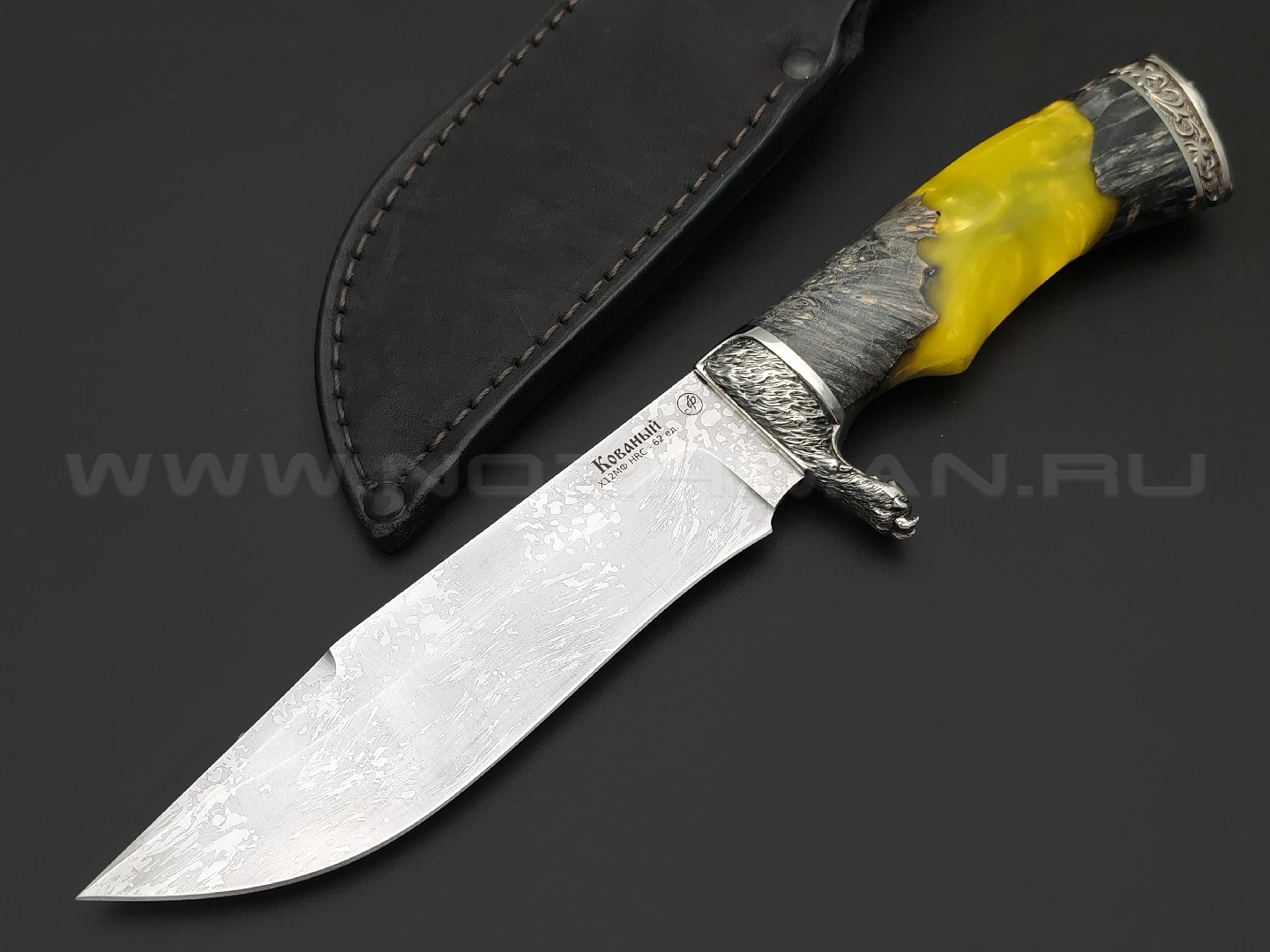 Фурсач А. А. нож Газель-2 сталь Х12МФ травление, рукоять Гибрид дерева и акрила, мельхиор