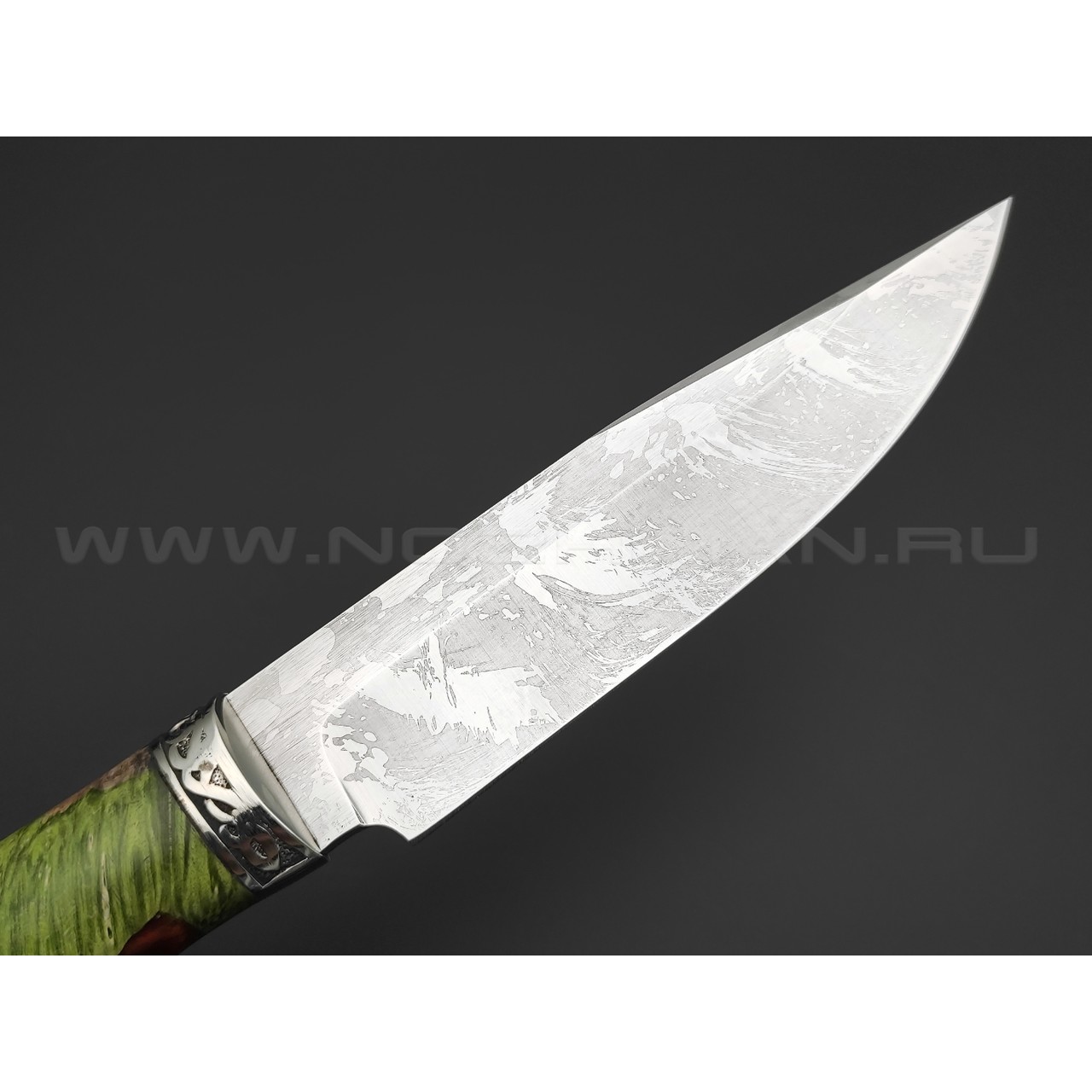 Фурсач А. А. нож Ворон сталь Х12МФ травление, рукоять Гибрид дерева и акрила, мельхиор