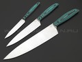BRK набор из 3-х кухонных ножей, сталь Lomax, рукоять Carbon fiber green, пины карбон