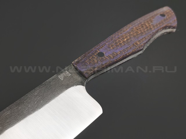 BRK кухонный нож Kiritsuke сталь VG-10, рукоять Micarta jute purple, пины карбон