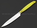 BRK кухонный нож Семечка 10 см, сталь Aus-6, рукоять G10 yellow, пины red