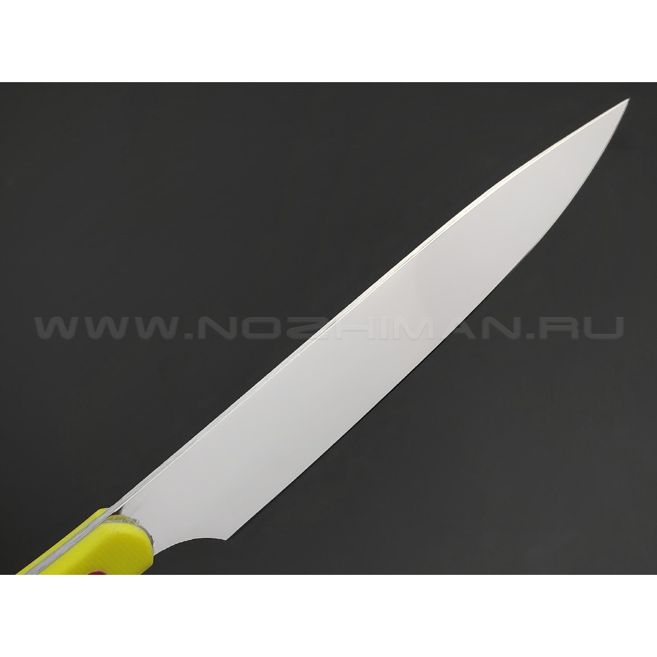 BRK кухонный нож Семечка 10 см, сталь Aus-6, рукоять G10 yellow, пины red