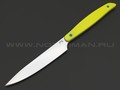 BRK кухонный нож Семечка 10 см, сталь Aus-6, рукоять G10 yellow, пины blue