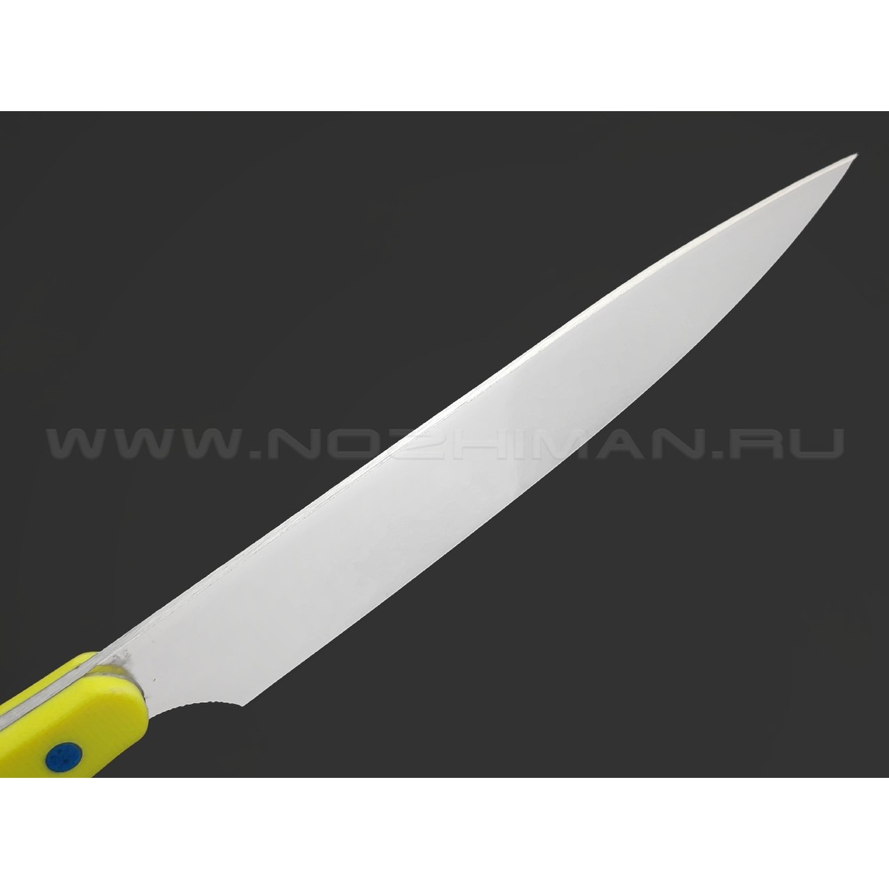 BRK кухонный нож Семечка 10 см, сталь Aus-6, рукоять G10 yellow, пины blue