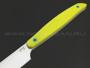 BRK кухонный нож Семечка 10 см, сталь Aus-6, рукоять G10 yellow, пины blue