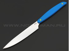 BRK кухонный нож Семечка 10 см, сталь Aus-6, рукоять G10 blue, пины yellow