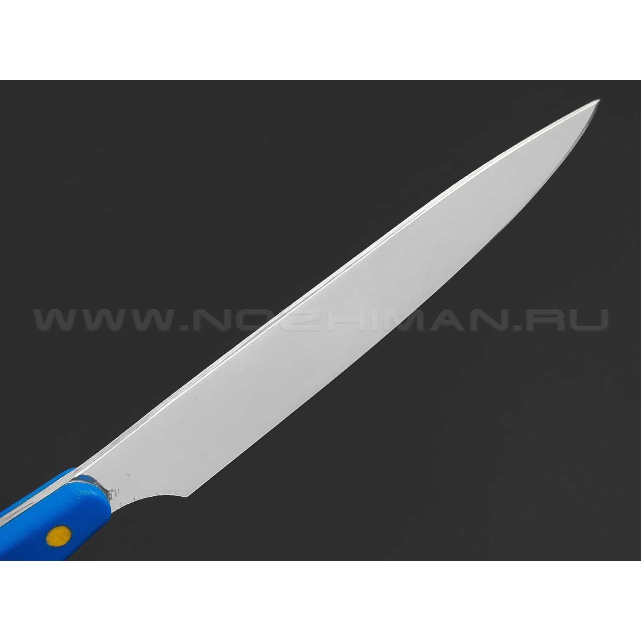 BRK кухонный нож Семечка 10 см, сталь Aus-6, рукоять G10 blue, пины yellow