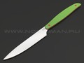 BRK кухонный нож Семечка 10 см, сталь Aus-6, рукоять G10 green, пины red
