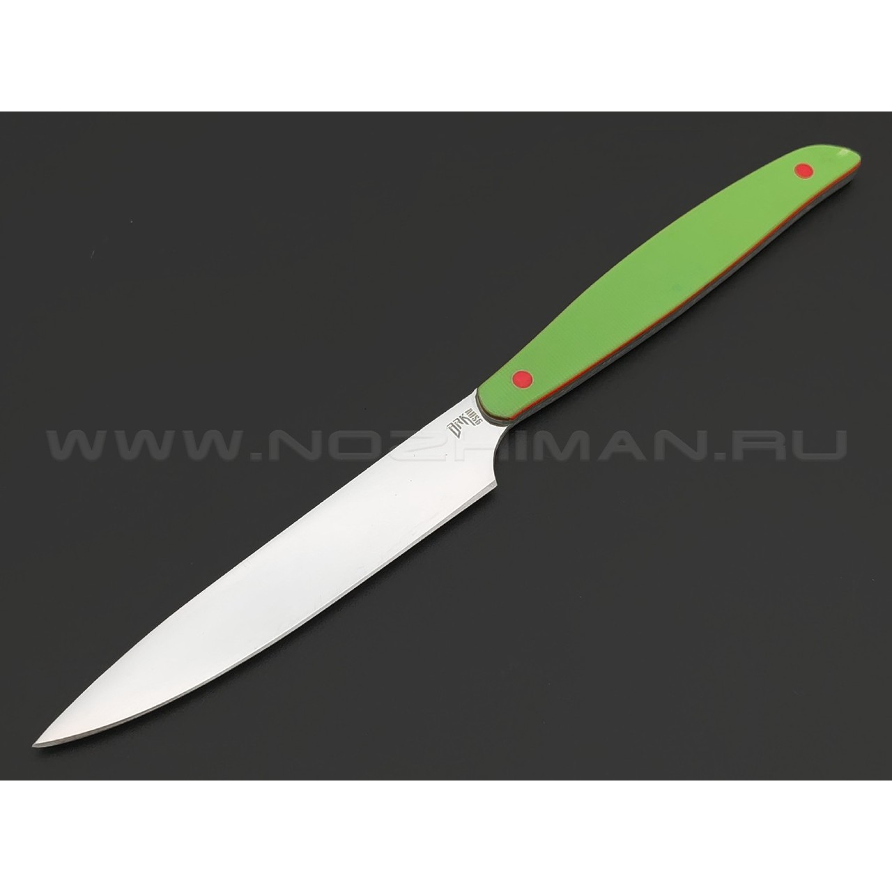 BRK кухонный нож Семечка 10 см, сталь Aus-6, рукоять G10 green, пины red