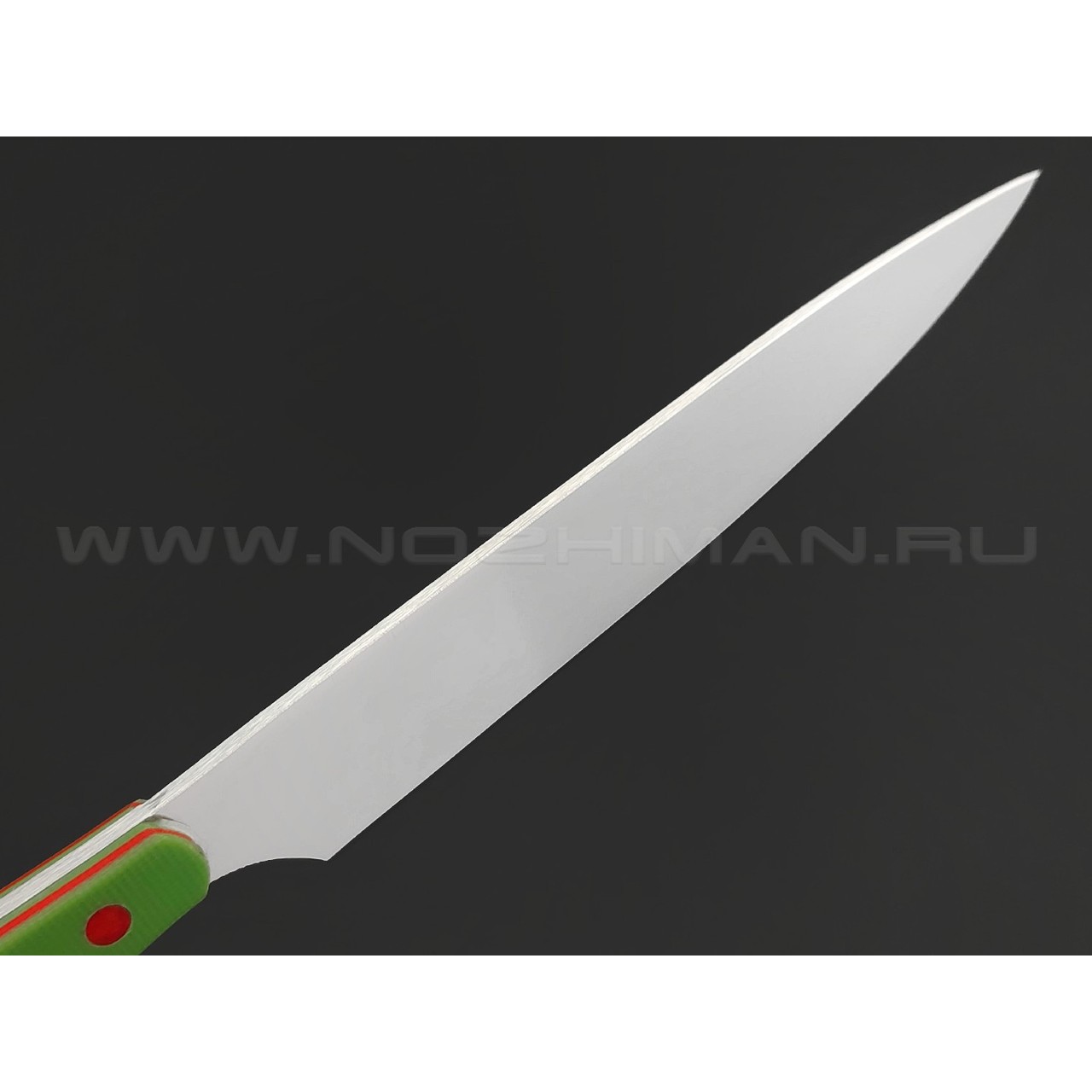 BRK кухонный нож Семечка 10 см, сталь Aus-6, рукоять G10 green, пины red