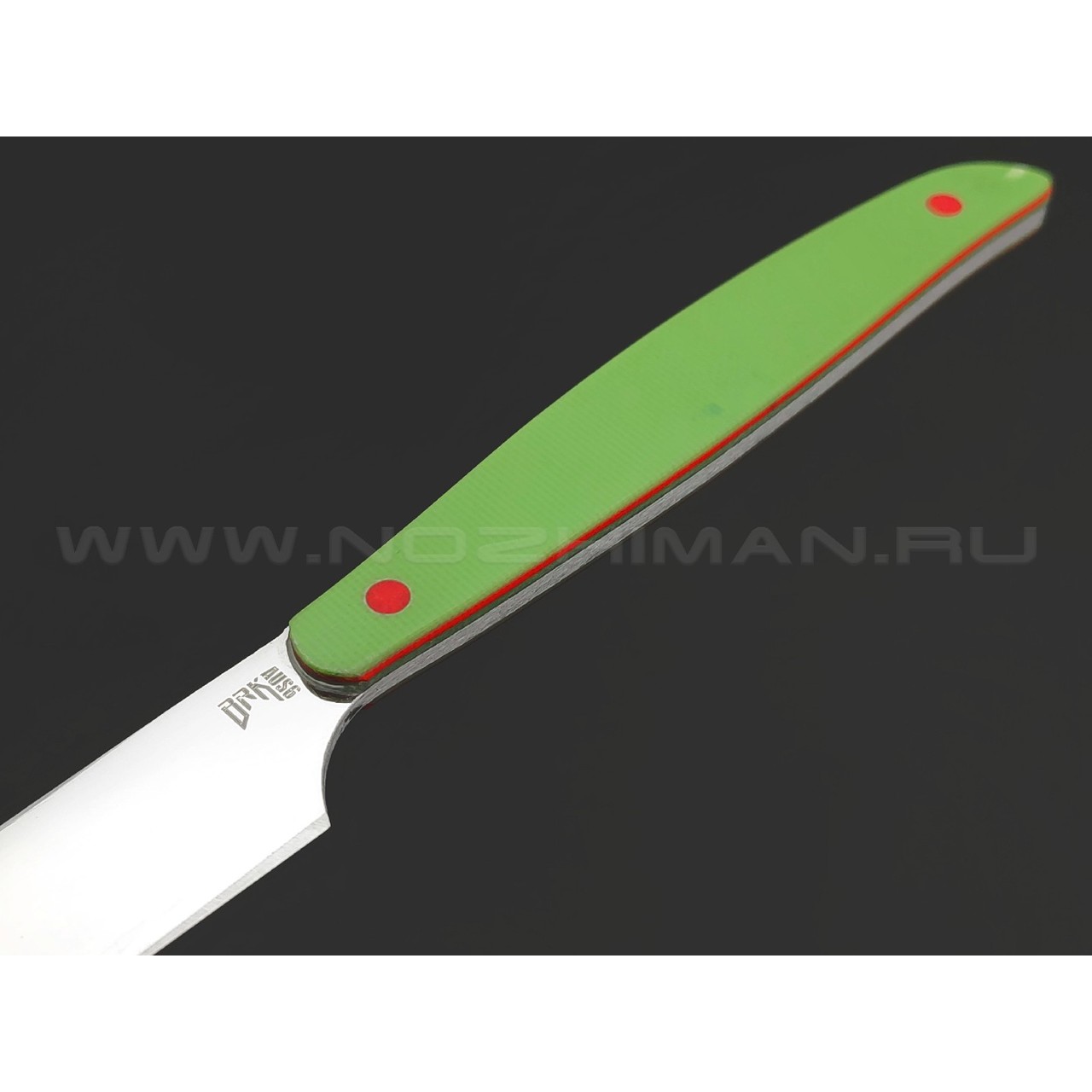 BRK кухонный нож Семечка 10 см, сталь Aus-6, рукоять G10 green, пины red