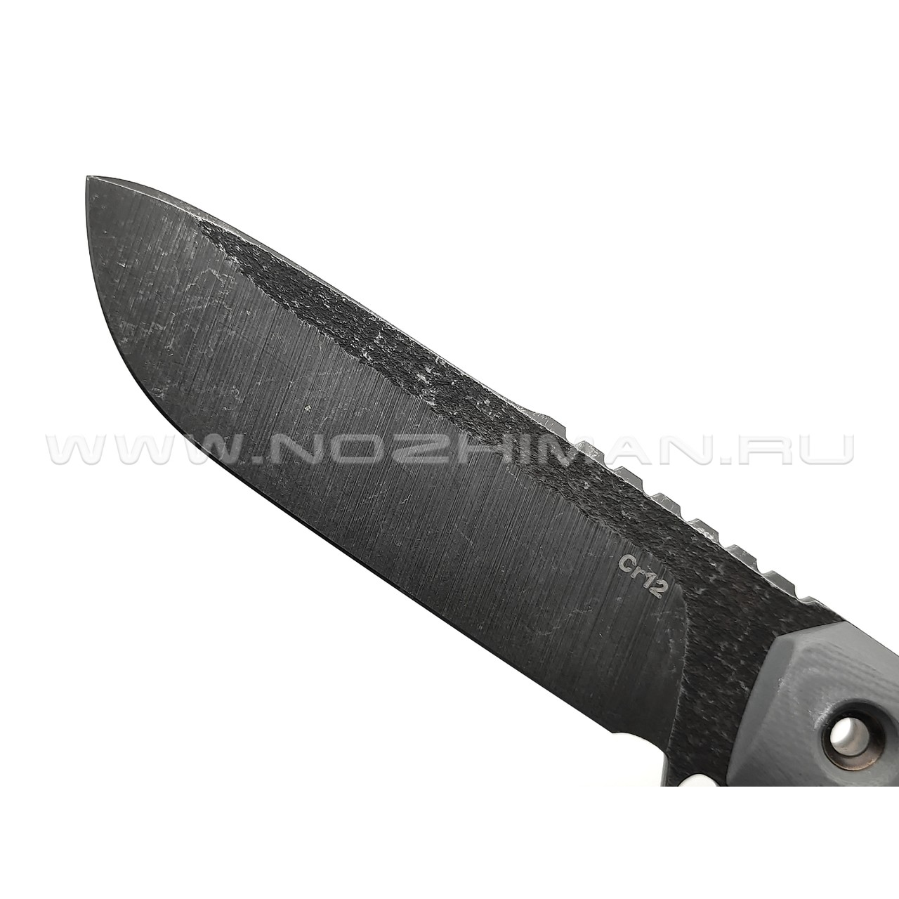 Нож с Котом Тик-Так 6 сталь Cr12 блэквош, рукоять G10 grey, kydex grey