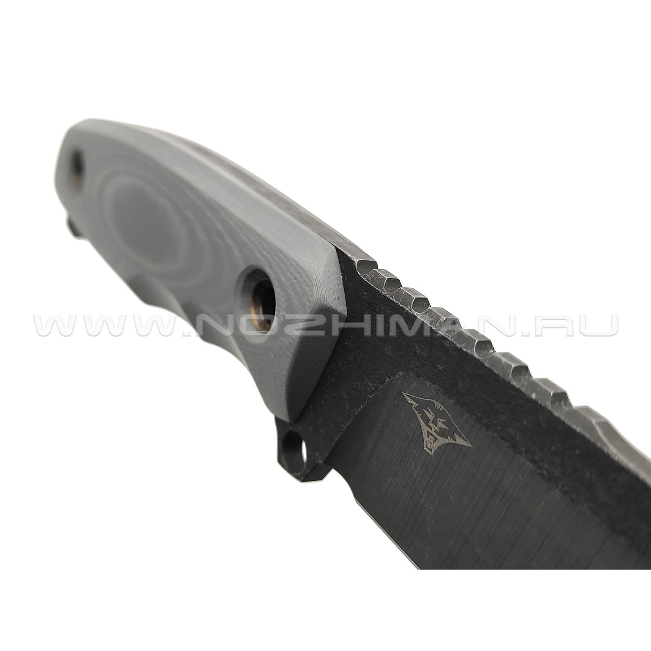 Нож с Котом Тик-Так 6 сталь Cr12 блэквош, рукоять G10 grey, kydex grey