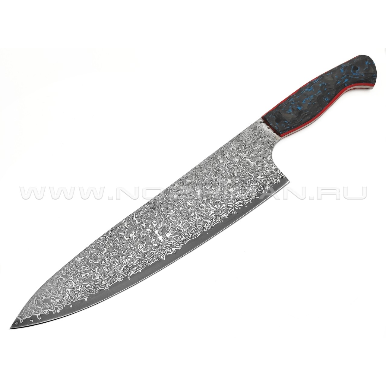 BRK шеф нож Кипучий сталь Laminated VG10 & Damascus, рукоять Carbon fiber blue, G10 red