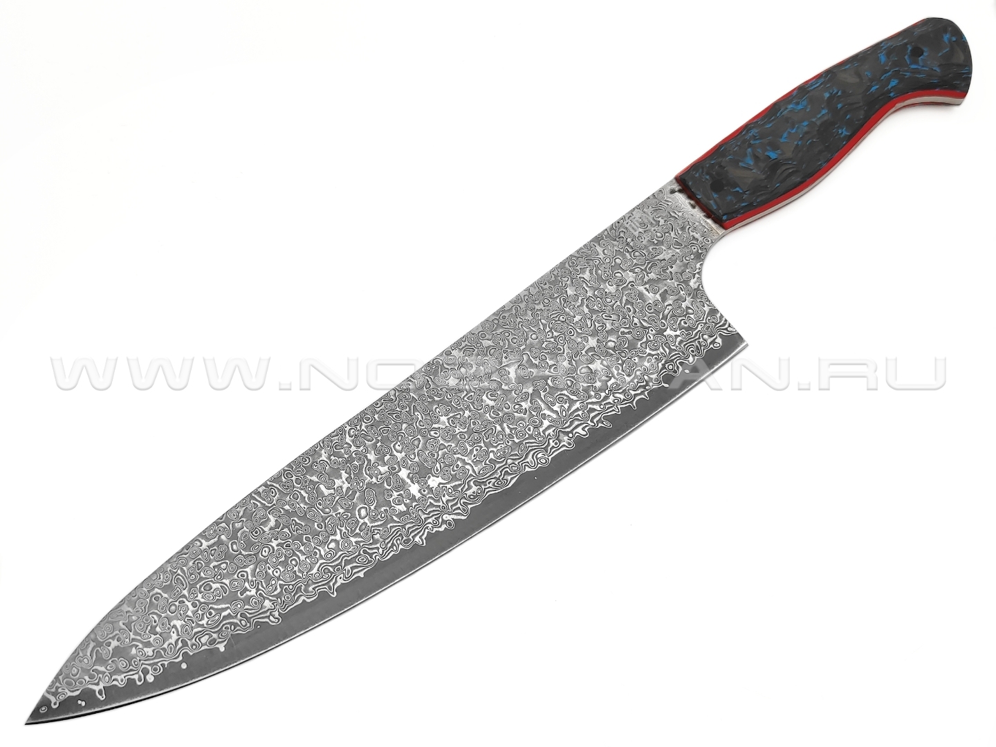 BRK шеф нож Кипучий сталь Laminated VG10 & Damascus, рукоять Carbon fiber blue, G10 red