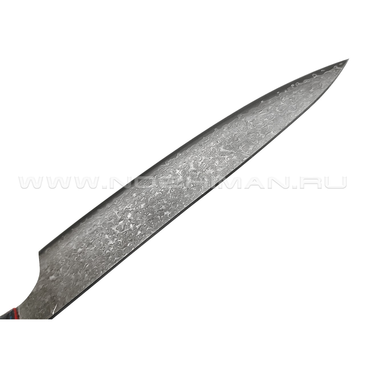 BRK шеф нож Кипучий сталь Laminated VG10 & Damascus, рукоять Carbon fiber blue, G10 red
