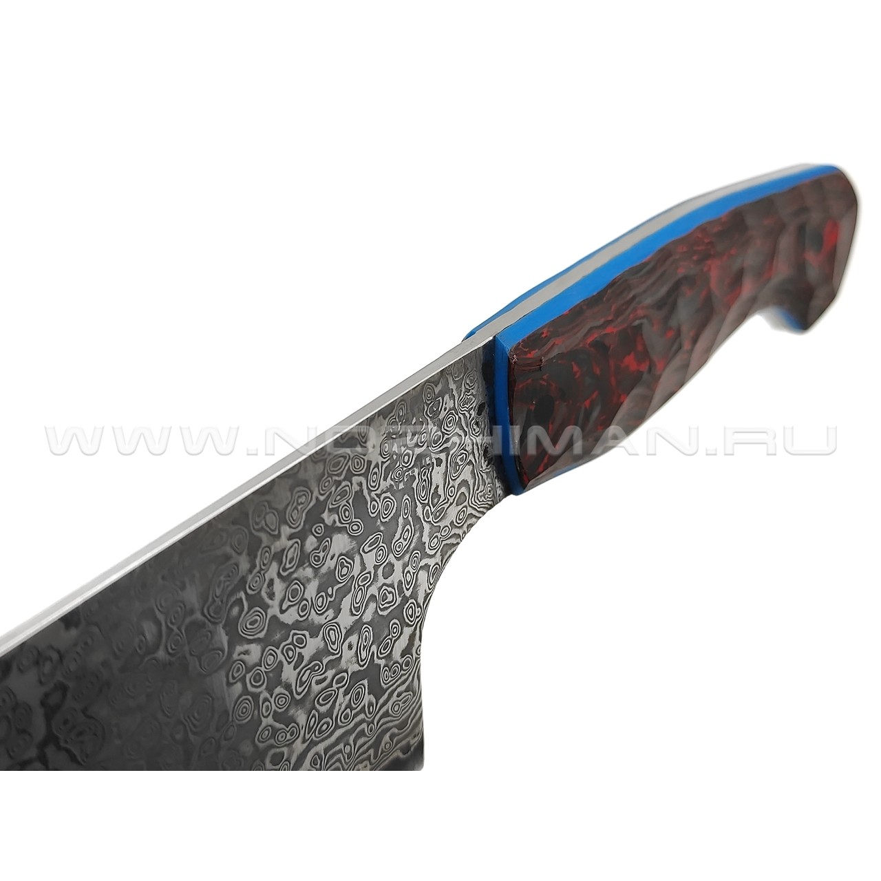 BRK шеф нож Кипучий сталь Laminated VG10 & Damascus, рукоять Carbon fiber red, G10 blue