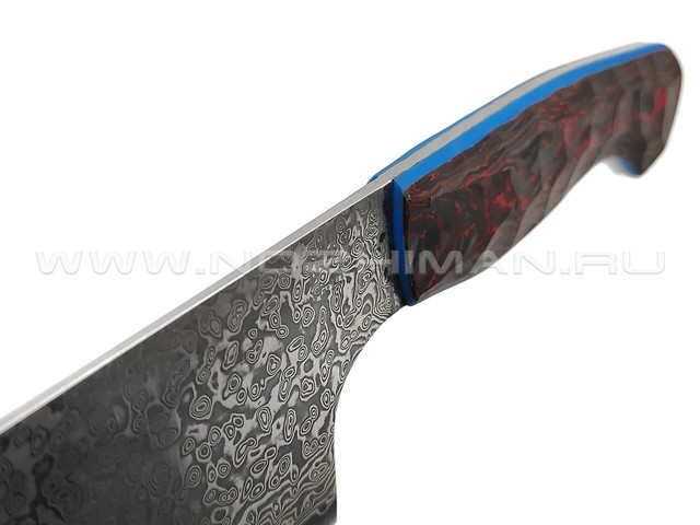 BRK шеф нож Кипучий сталь Laminated VG10 & Damascus, рукоять Carbon fiber red, G10 blue