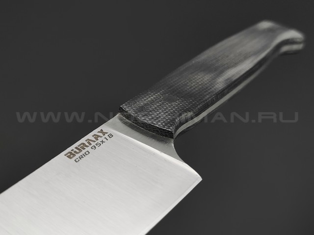 BRK кухонный нож Су-Шеф сталь 95Х18 satin, рукоять Micarta black, пины G10 black