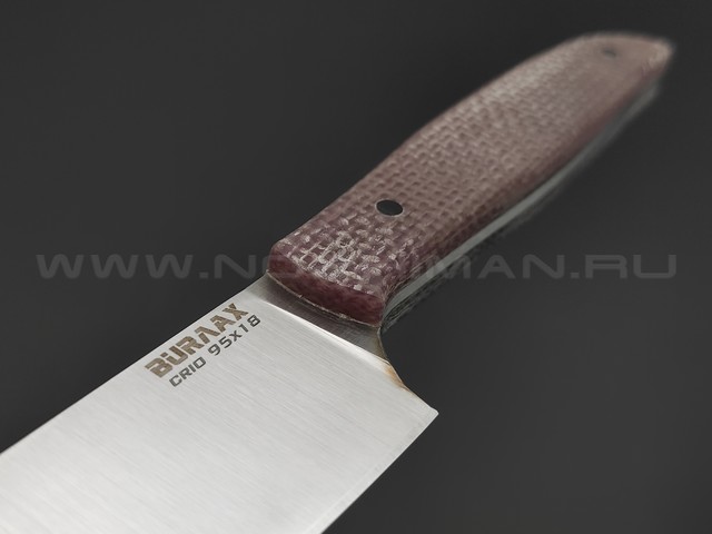 BRK кухонный нож Су-Шеф сталь 95Х18 satin, рукоять Micarta light brown, пины G10
