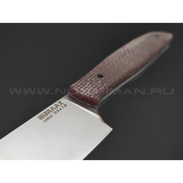 BRK кухонный нож Су-Шеф сталь 95Х18 satin, рукоять Micarta light brown, пины G10