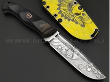 Волчий Век нож Ямской Custom сталь 95Х18 WA худ.травление, рукоять G10, микарта, пины карбон и медь