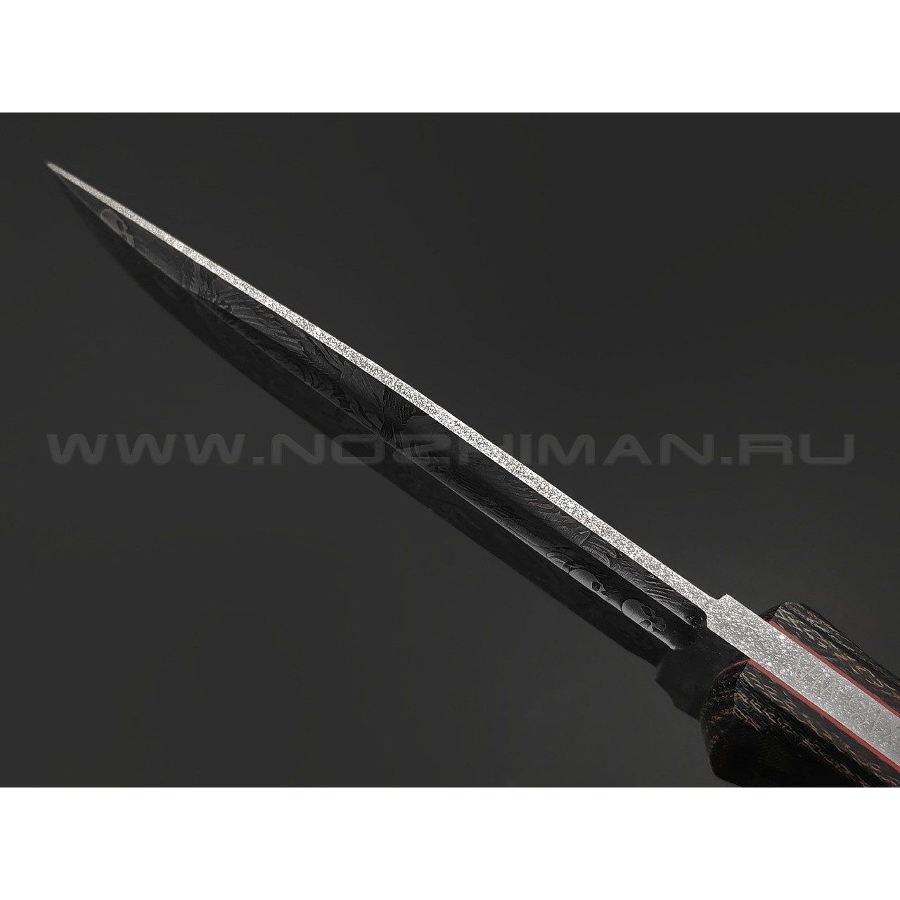 Волчий Век нож Ямской Custom сталь 95Х18 WA худ.травление, рукоять G10, микарта, пины карбон и медь