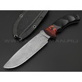 Волчий Век нож Команданте Custom сталь 95Х18 WA худ.травление Хаотик, рукоять G10 black & red, пины карбон