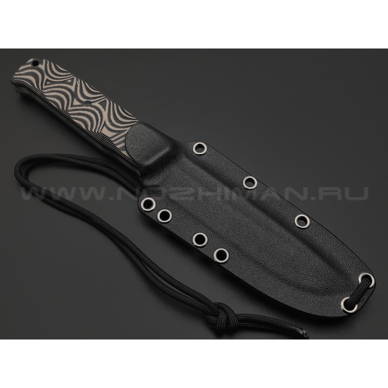 Волчий Век нож Wolfkniven Custom сталь 95Х18 WA худ.травление, рукоять G10 black & beage, пины карбон