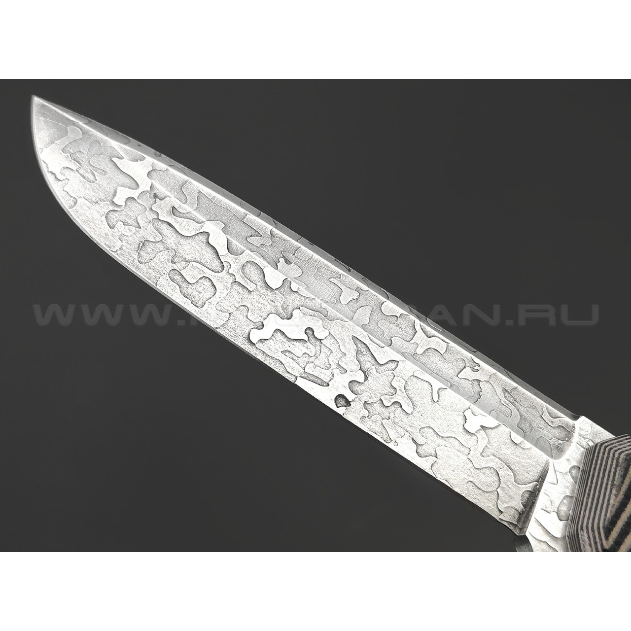 Волчий Век нож Wolfkniven Custom сталь 95Х18 WA худ.травление, рукоять G10 black & beage, пины карбон