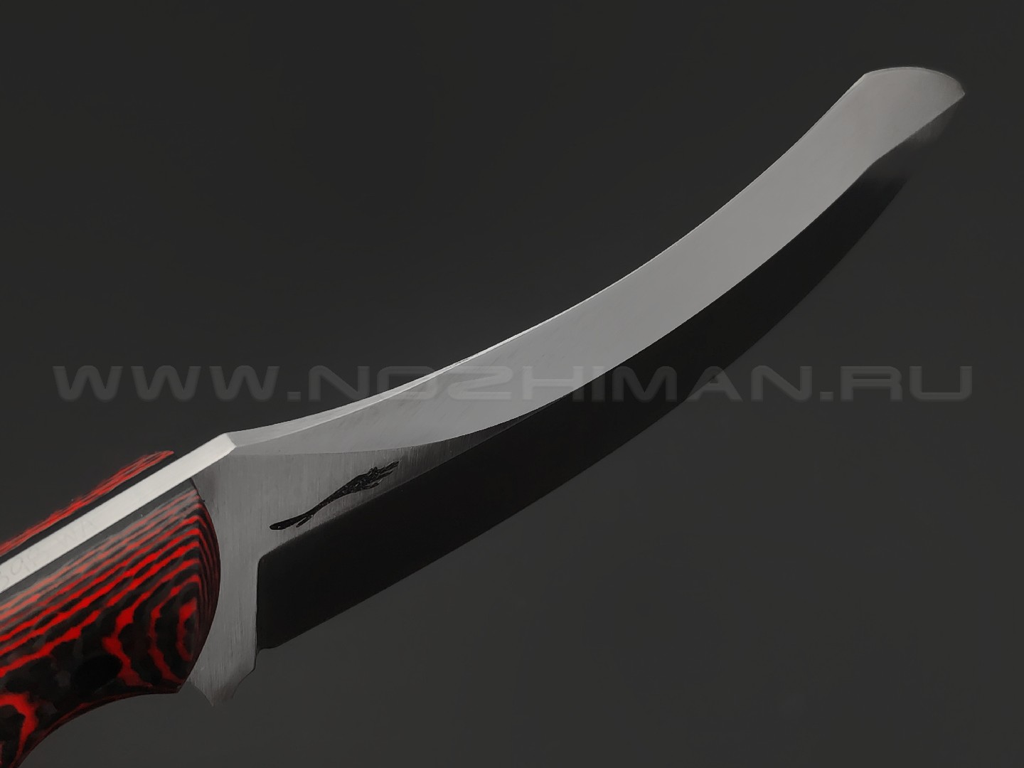 Волчий Век нож Кондрат 12 Custom сталь M398 WA сатин, рукоять Carbon fiber red, G10 black, пины карбон