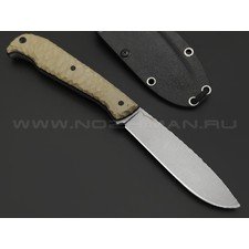 Волчий Век нож Old School сталь 95Х18 WA стоунвош, рукоять G10 tan, пины карбон